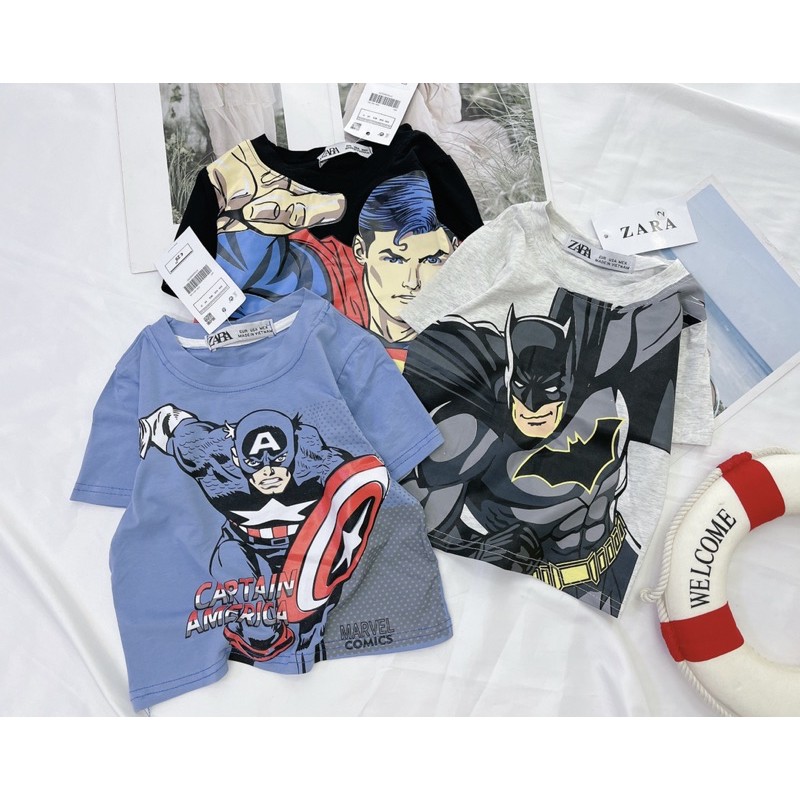 set 3 áo phông hình Batman và siêu nhân cho bé