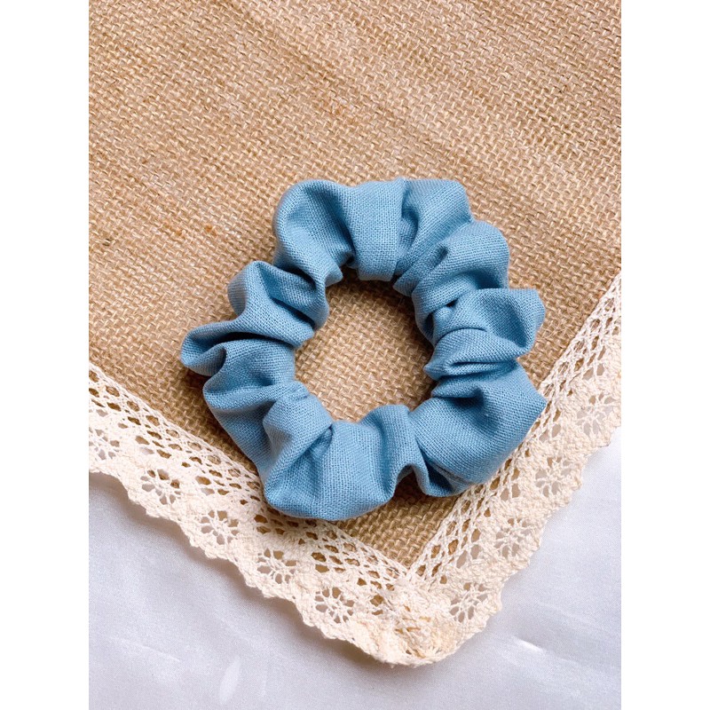 cột tóc, dây buộc tóc, scrunchie line màu xanh biển xinh xắn