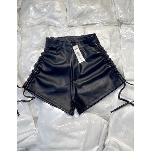 Quần đùi da rút dây 2 bên siêu sang chảnh, dây kéo xịn