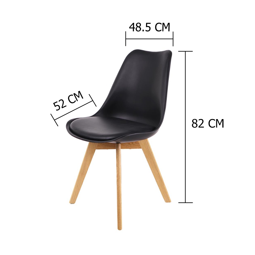 HomeBase FURDINI Ghế ngồi chân gỗ sồi đệm bọc da PU êm ái W48,5xH82xD52cm màu đen