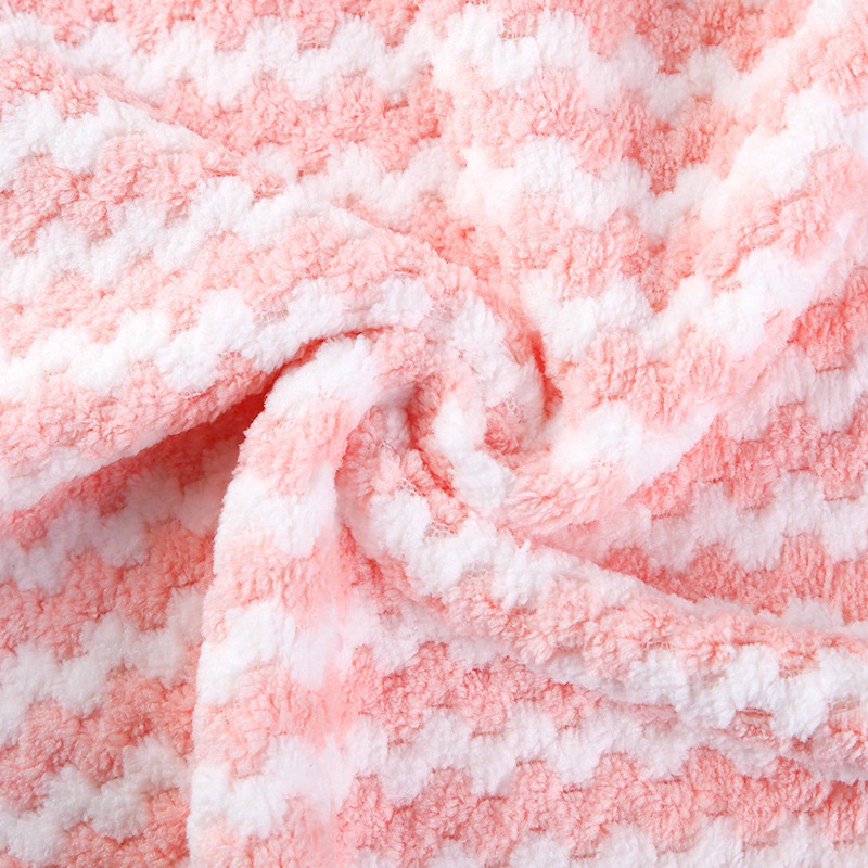 Microfiber Cleaning Cloth Rag Coral Fleece Striped Dish Towel  Super Absorbent Thicken Hand Towel  Household Cleanning Tools