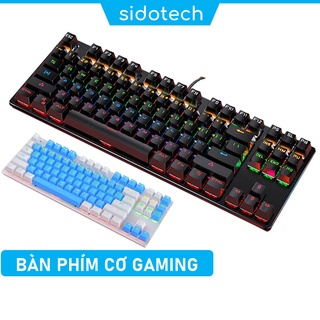 Bàn phím cơ gaming TKL 87 key mini SIDOTECH Blue Switch cảm giác bấm chơi game tốt có LED RGB 7 màu