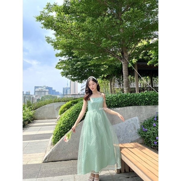 HANIE DRESS - Đầm dây nữ nhẹ nhàng trắng và xanh