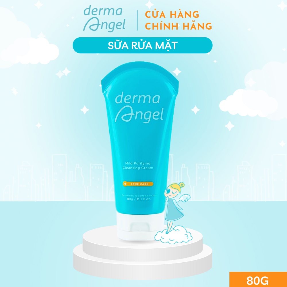 Sữa rửa mặt nhẹ dịu cho da dầu mụn và nhạy cảm (80g) DERMA ANGEL