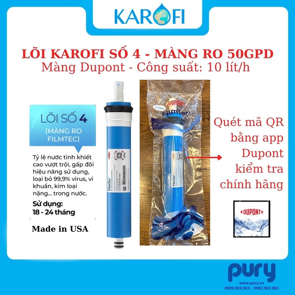 Lõi lọc Karofi số 4 (Màng lọc RO) - Hàng chính hãng