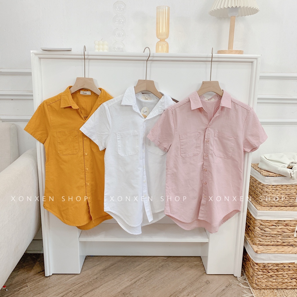 Áo sơ mi nữ công sở tay ngắn chất vải thấm hút mồ hôi XONXEN SHOP freesize mã 105