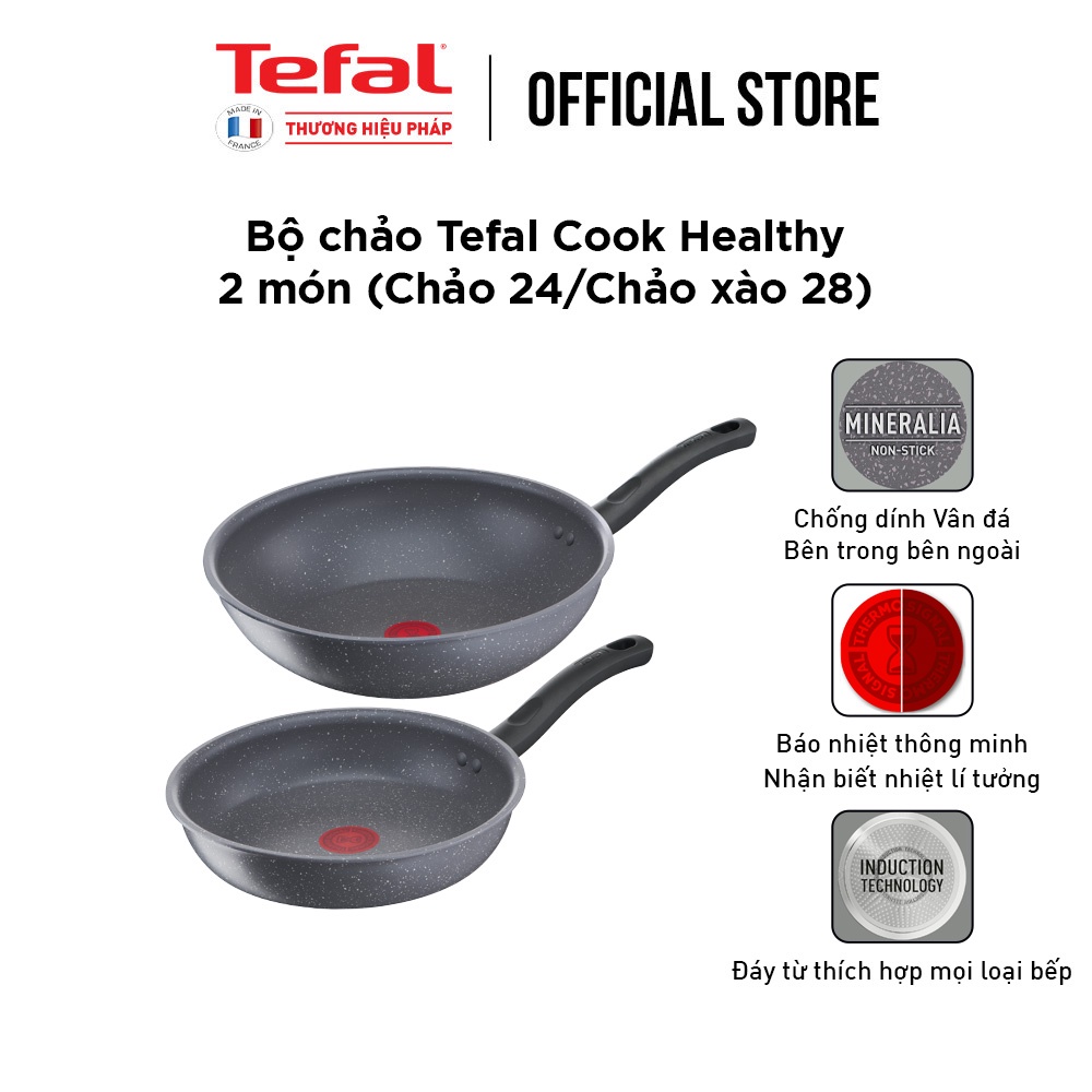 Bộ nồi chảo Tefal Bộ nồi chảo Tefal Cook Healthy 2pcs (Chảo 24/Chả