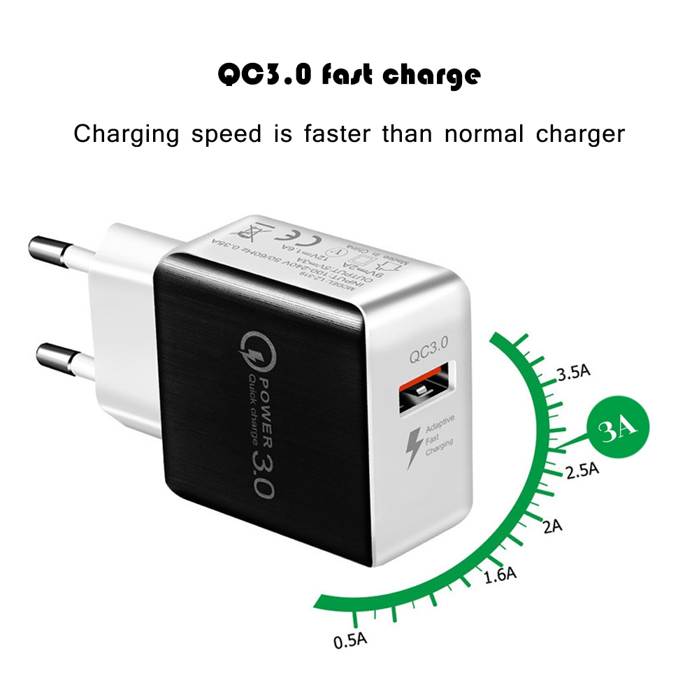 QC3.0 Fast Charger EU US Plug Portable Travel Quick Charger Adapter