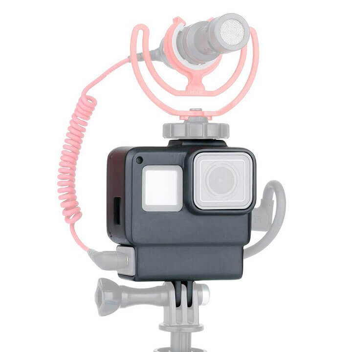 KHUNG GOPRO 7 / 6 / 5 TÍCH HỢP KHE GẮN ĐẦU CHUYỂN VÀ MIC THU ÂM