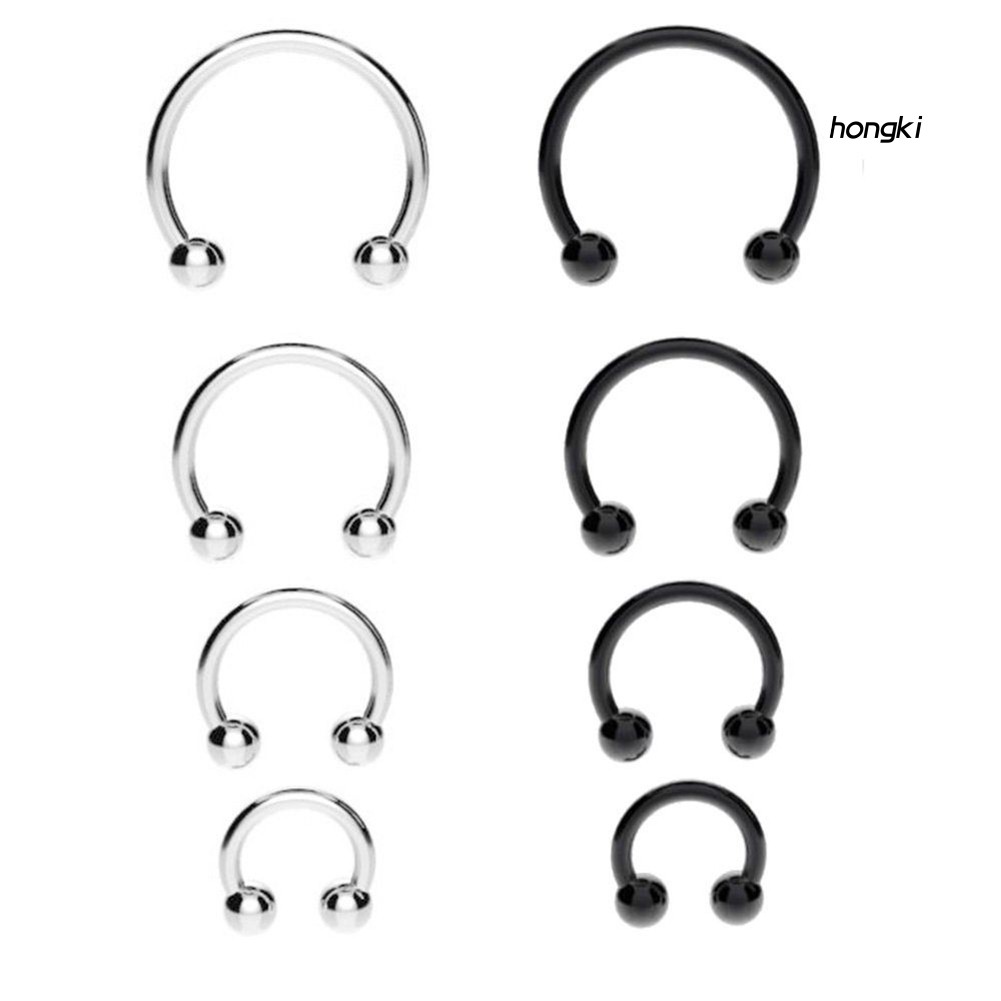 (Hàng Mới Về) Set 2 Khuyên Mũi Bằng Thép Không Gỉ Thiết Kế Dạng Móng Ngựa Độc Đáo