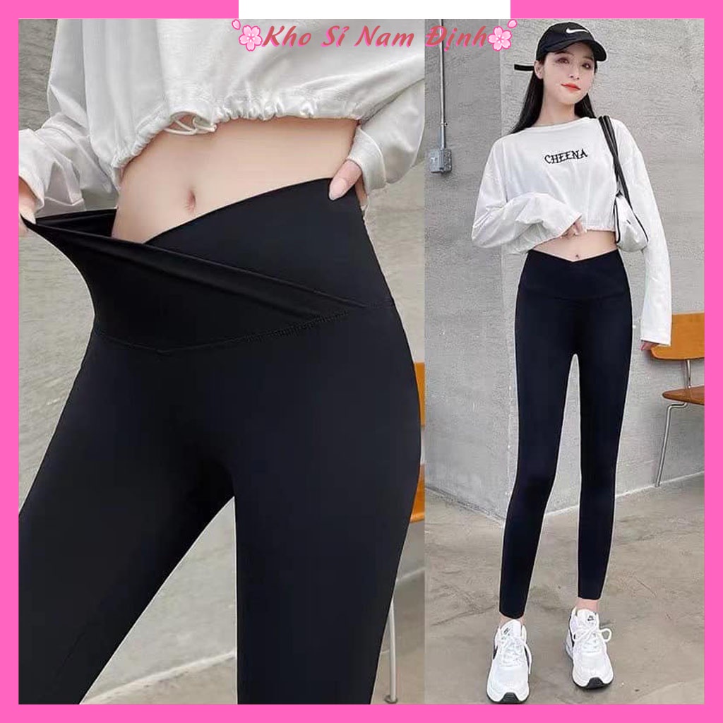Quần legging dáng dài cạp cao gen bụng chất uni loại 1 ôm eo tôn dáng Hộp vàng cao cấp