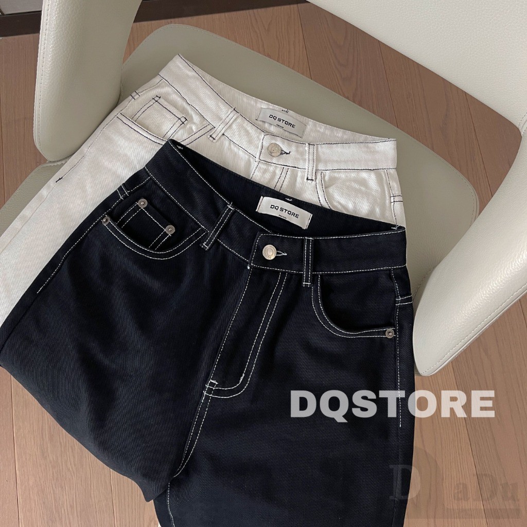 Daduhey Quần dài lưng cao ống rộng phong cách Hàn Quốc trẻ trung cho nữ size Xs-5Xl