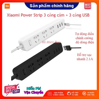 [CHÍNH HÃNG] Ổ CẮM XIAOMI POWER STRIP 3 cổng 3 USB thông minh, Hỗ trợ sạc nhanh, Ổn áp tự ngắt điện chống cháy nổ