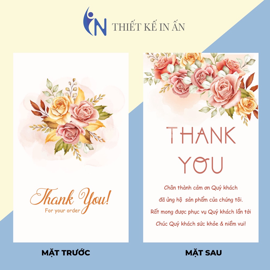 Hộp 100 card cám ơn, card Thank you Họa tiết hoa lá sáng tạo độc đáo hợp trend (15 mẫu) dành riêng cho shop bán hàng