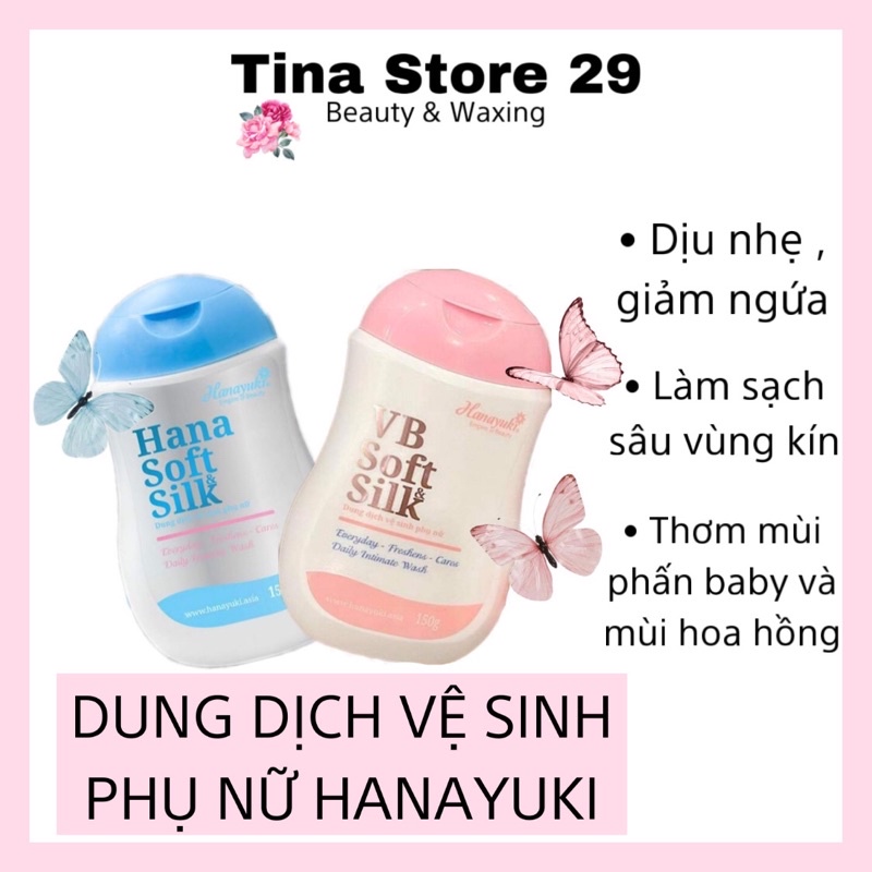 Dung dịch vệ sinh phụ nữ hanayuki giúp làm sạch vùng kín , giảm viêm nhiễm , thơm dịu nhẹ , tặng đồ cột tóc ,tinastore29