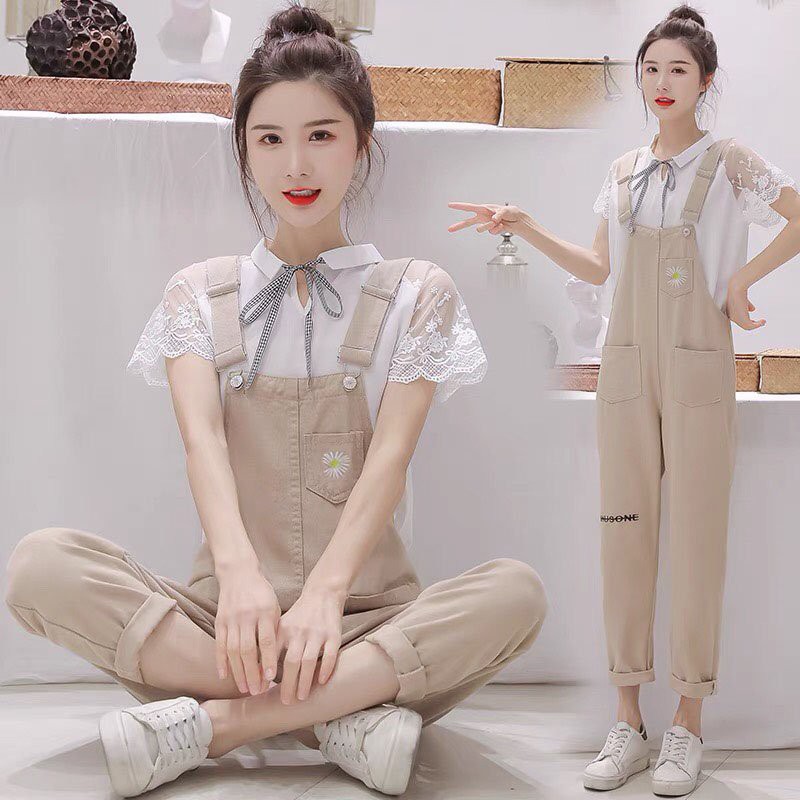 Yếm quần dài nữ kaki ống rộng dáng suông ulzzang hàn quốc Tulibs JN07