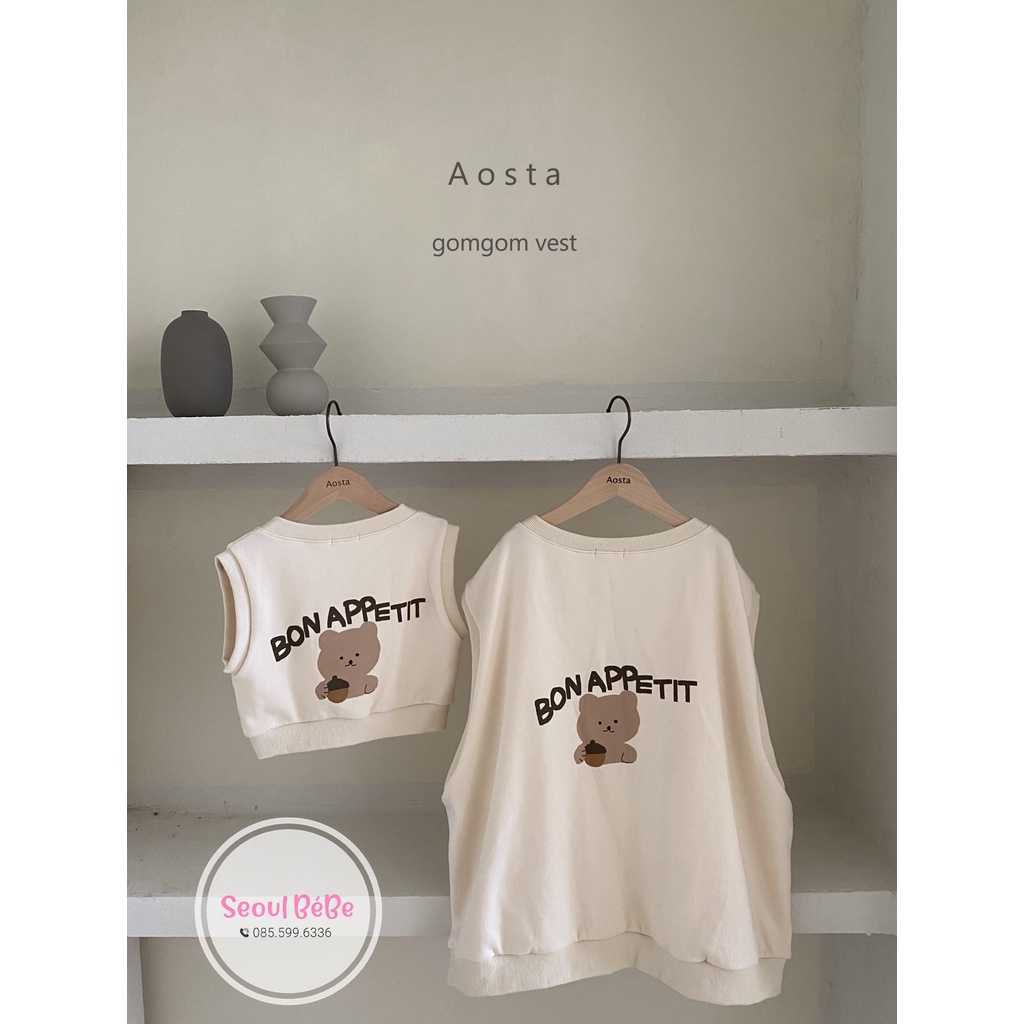Áo gile gấu Gomgom Vest Aosta made in Korea