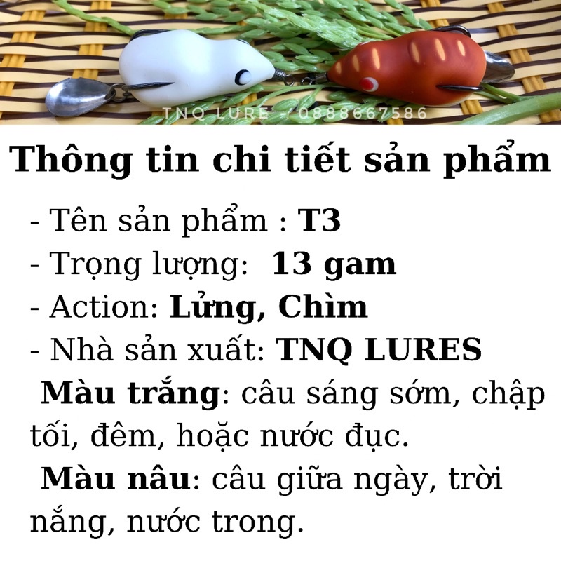 2 Mồi câu lure TNQ T3 13g ( 2 màu : trắng và nâu)