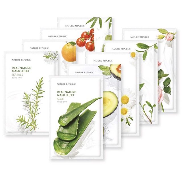 Combo Mix 10 Mặt Nạ Nature Republic Real Nature Mask Sheet (Mix Ngẫu Nhiên)