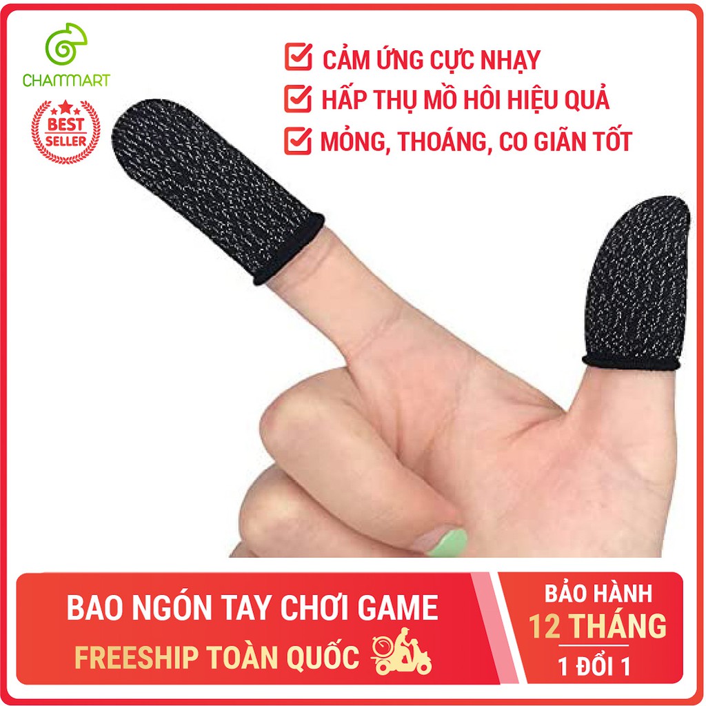 Bộ 2 bọc ngón tay cảm ứng chơi game mobile thoáng khí chống trượt ra mồ hôi và xây xước màn hình Chammart