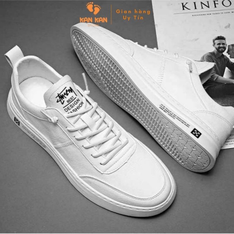 Giày Nam Thể Thao KA037 Giầy Sneaker Trắng Đen Hot Trend Thời Trang Cổ Thấp Đế Êm Chân  Kankanstore