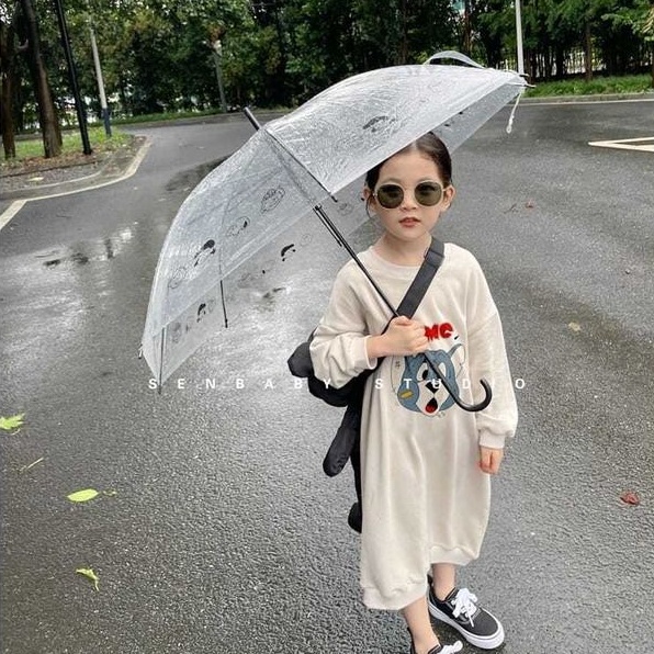 Đầm Sweater Tay Dài In Họa Tiết Hoạt Hình Phong Cách Nhật Bản Thời Trang Xuân Thu Cho Bé Gái