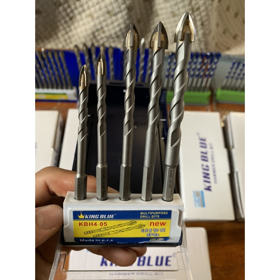 Bộ mũi khoan đa năng , hộp mũi khoan chữ thập King Blue khoan gạch men khoan bê tông khoan sắt chất lượng cao