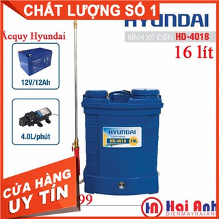 Bình xịt điện Hyundai HD4018 16 lít, ắcquy Hyundai 12v/12Ah