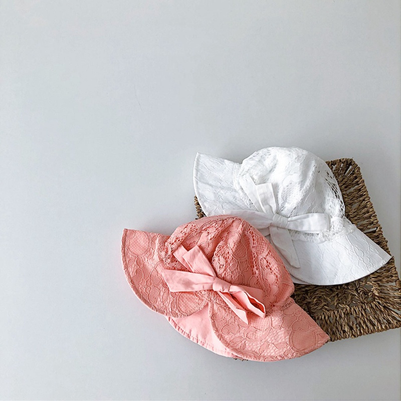 Nón Cotton Phối Ren Đính Nơ Phong Cách Công Chúa Cho Bé Sơ Sinh