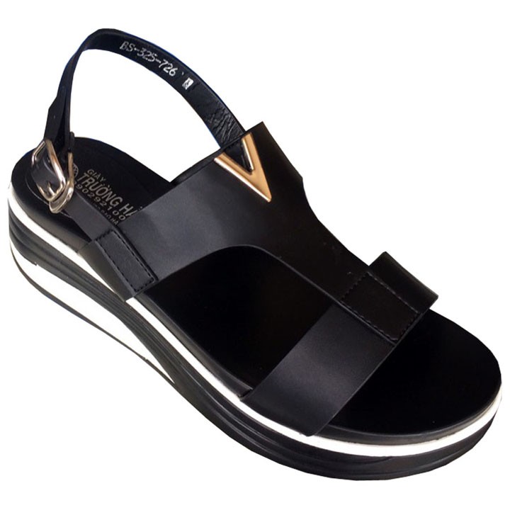 dép sandal nữ đen đế xuồng 5cm TH23