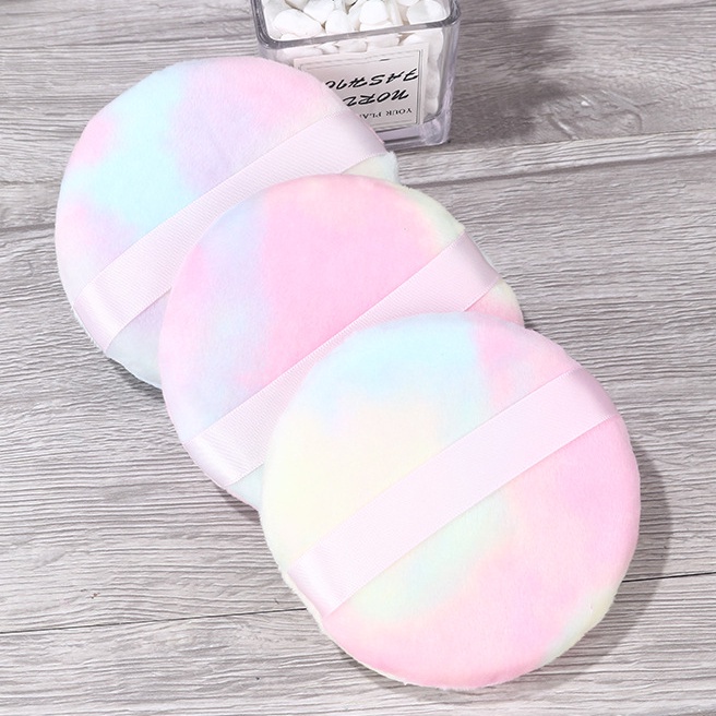 Mút đánh phấn phủ hình tròn kích thước lớn 10.5cm chất liệu bông phế phẩm