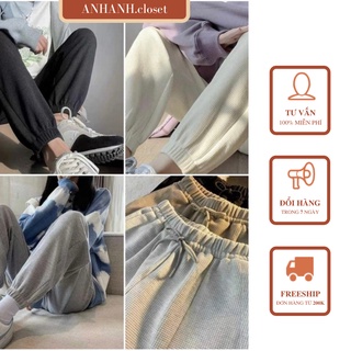 Quần nỉ Jogger bo gấu tăm nhung nữ trơn bo gấu loại 1 ANHANH.closet