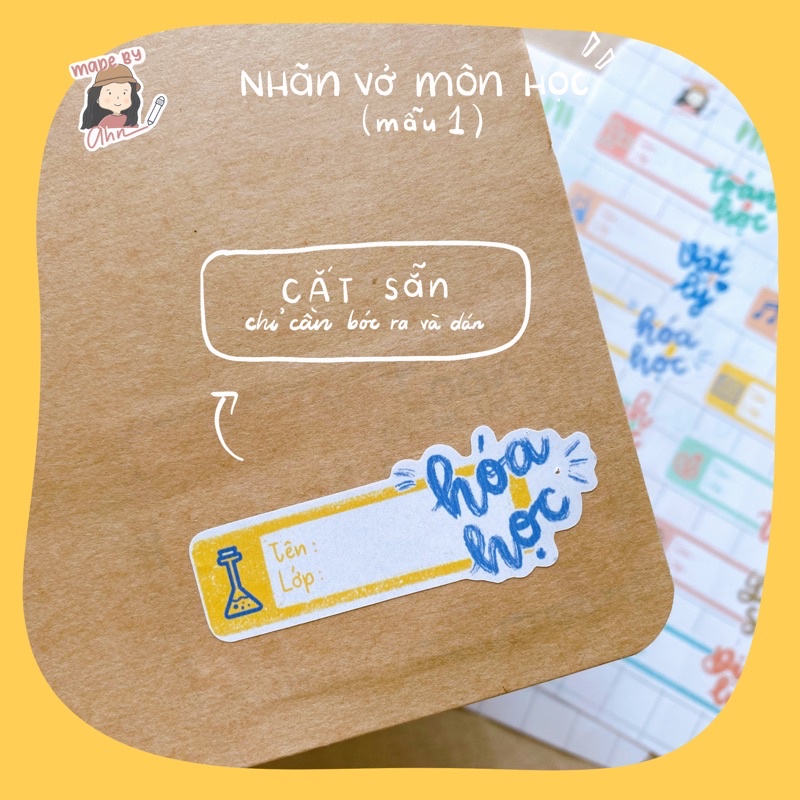 Sticker NHÃN VỞ MÔN HỌC  - MADE BY AHN thiết kế - Sticker ham học