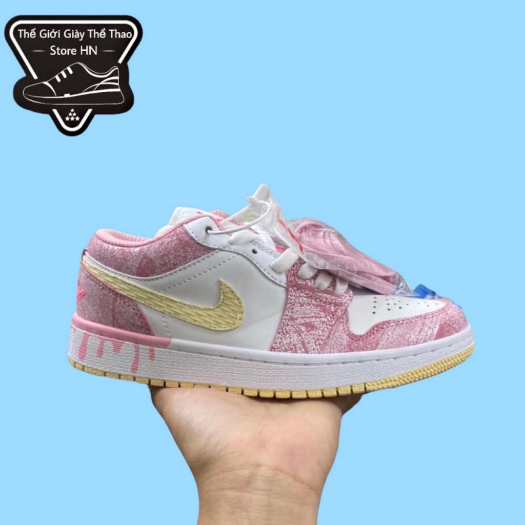 Giày Jordan Cổ Thấp Nữ, Giày JD Jordan 1 Low Paint Drip Thời Trang Full Box Bill