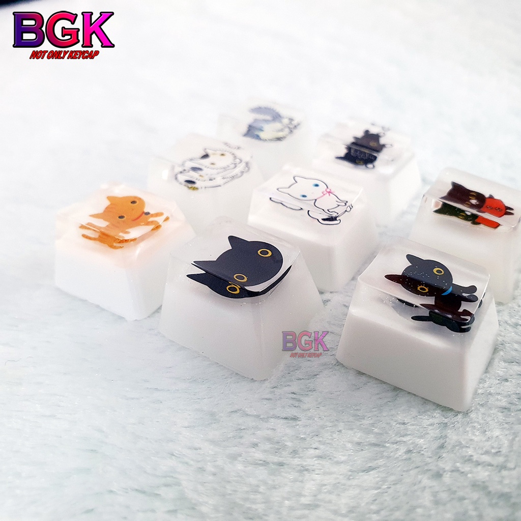 Keycap Lẻ Artisan OEM Profile Chủ Đề Những Chú Mèo Cute 1 ( cast resi, keycap resin độc lạ )