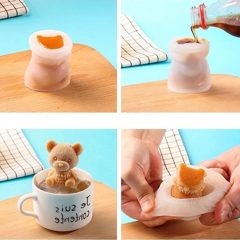 1 Khuôn Silicone Làm Kem Hình Gấu Có Thể Tái Sử Dụng