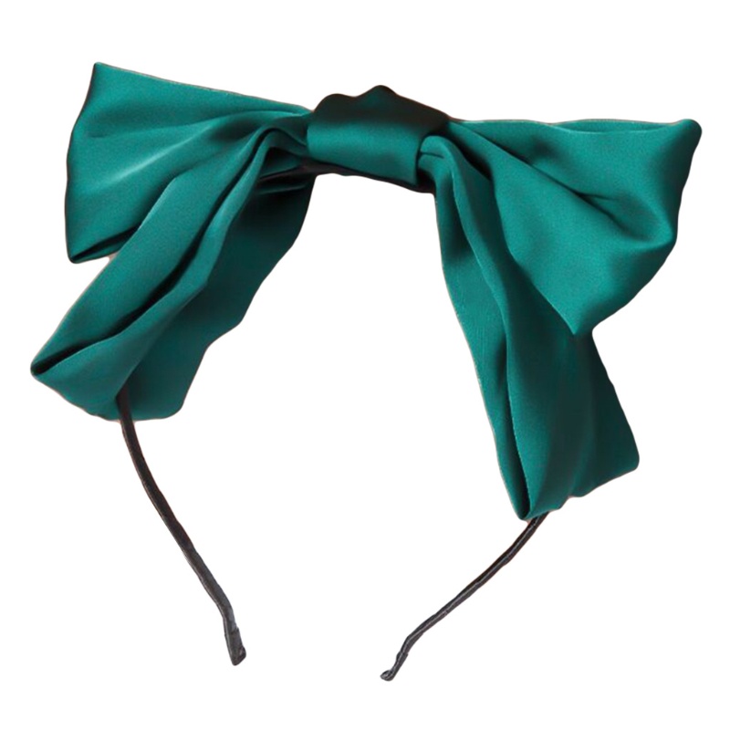Băng Đô Nơ Vải Satin Mềm Co Giãn Màu Trơn Phong Cách Vintage