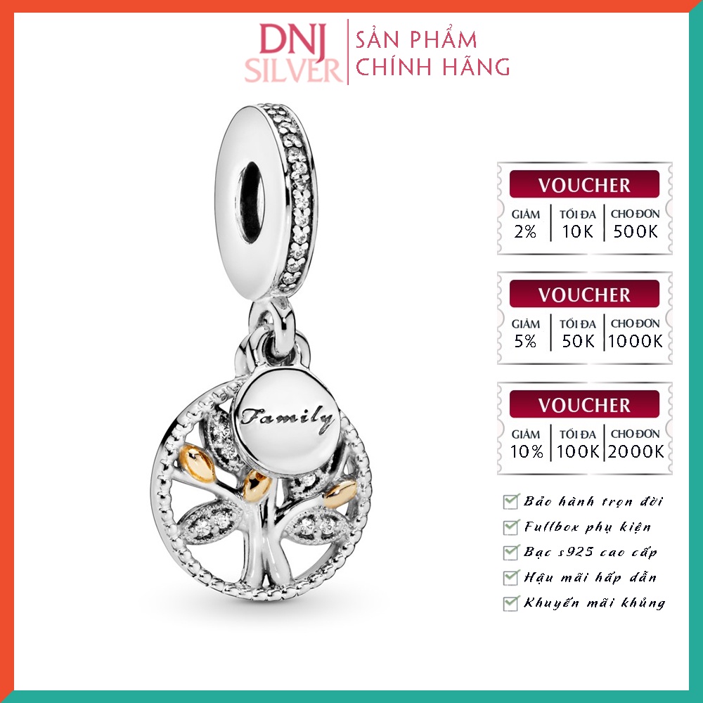 Charm bạc 925 cao cấp, hàng chuẩn bạc - Charm Family tree silver thích hợp để mix vòng tay charm - DN128