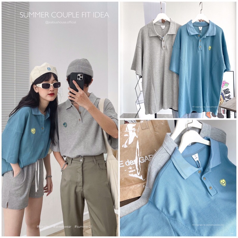 Áo thun unisex, áo polo logo trái tim 6006