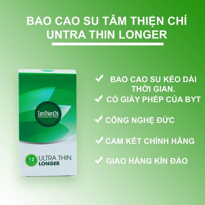 Bao Cao Su Tâm Thiện Chí Ultra Thin 2 Trong 1, Siêu Mỏng, Nhiều Gân, Và Kéo Dài Thời Gian (Giao Hàng Kín Đáo)