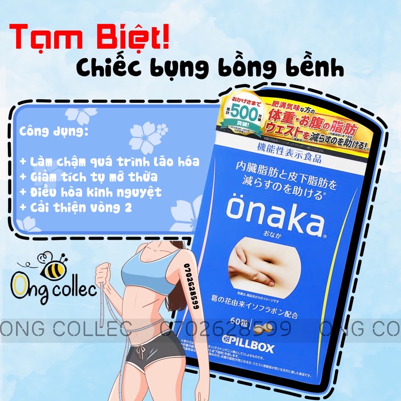 Viên uống giảm mỡ bụng Pillbox Onaka Nhật Bản 60 viên - ONG COLLEC