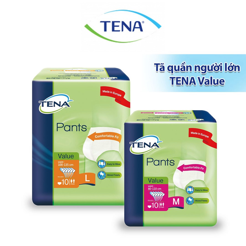 [MUA 1 TẶN 1] Tã quần người lớn TENA Value pants siêu thấm, chống tràn cao cấp Tặng 1 gói giấy rút ngẫu nhiên