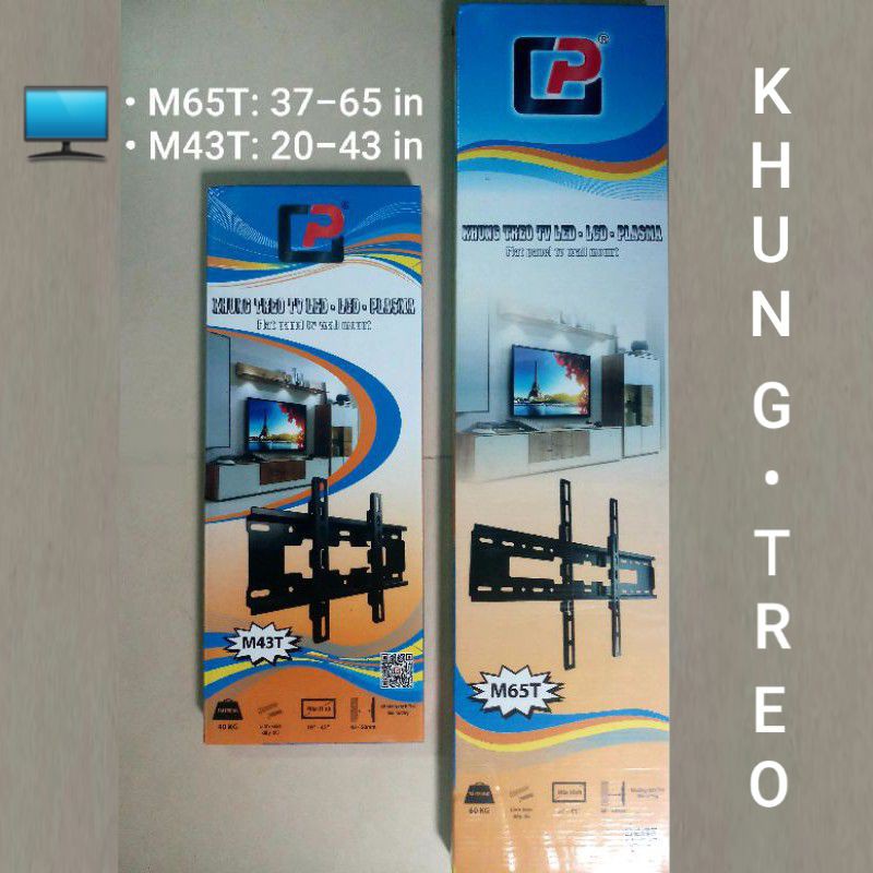 KHUNG TREO TI VI CỐ ĐỊNH ÁP TƯỜNG: từ 19 đến 43 inch và từ 37 đến 65 inch (hàng xịn)