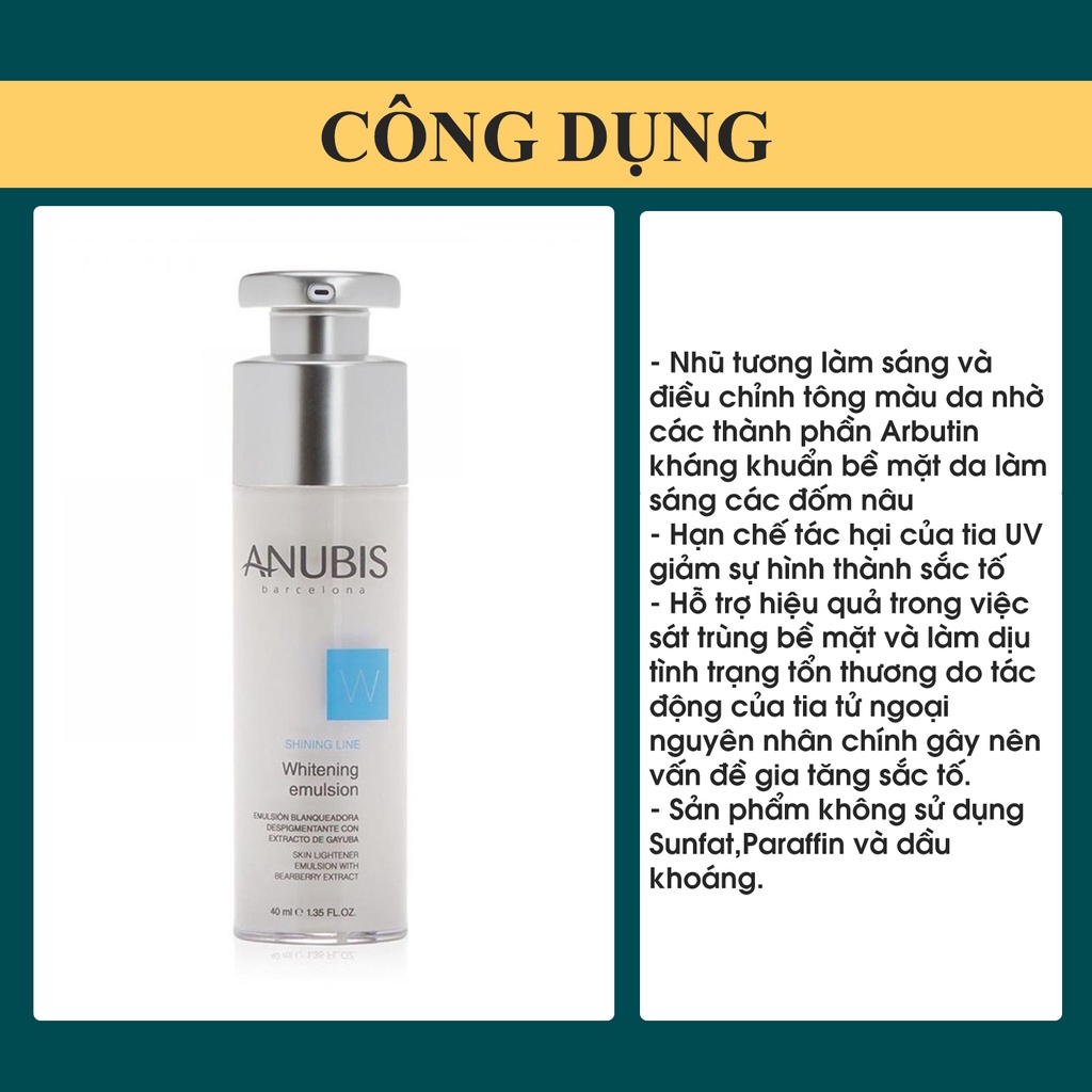 Nhũ tương sáng da ANUBIS Whitening Emulsion 40ml