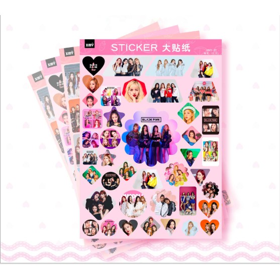 Sticker Bangtan Black Pink Exo Got7 Twice khổ A4