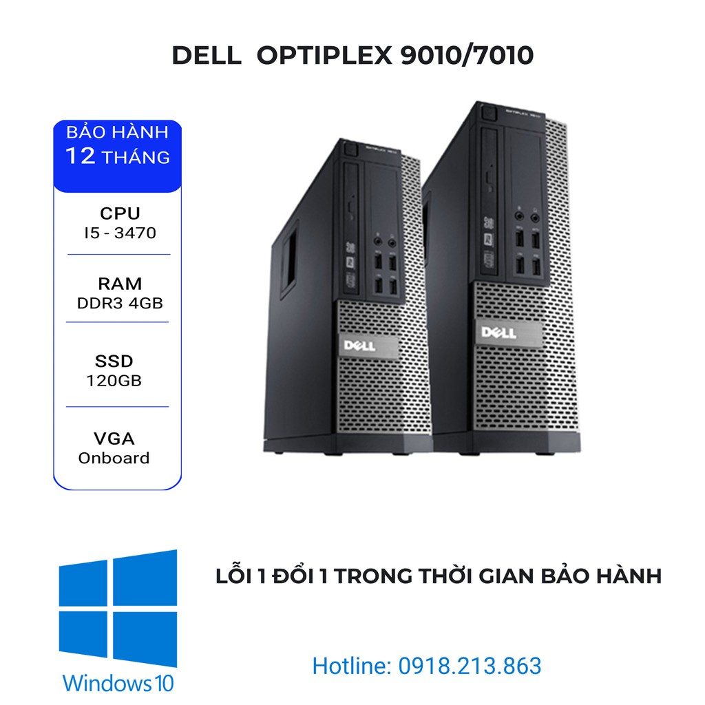 Cây Máy Tính Để Bàn⚡️Freeship⚡️ Máy Bộ Văn Phòng Giá Rẻ - Dell Optiplex 9010/7010/3010 (i5 3470/ Ram 4Gb/ SSD 120GB)