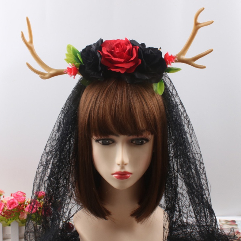 Băng Đô Cài Tóc Phối Ren Hoa Hồng Thời Trang Cho Nữ