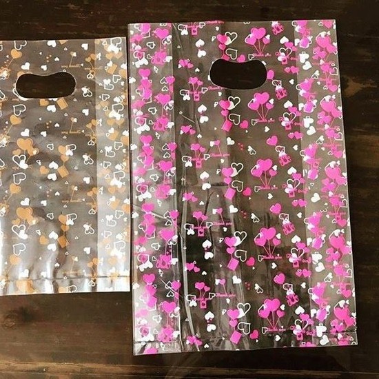 100g Túi nilong trong 12cm, 15cm, 20cm, 24cm, 30cm in hình trái tim túi đục lỗ - plastic bag