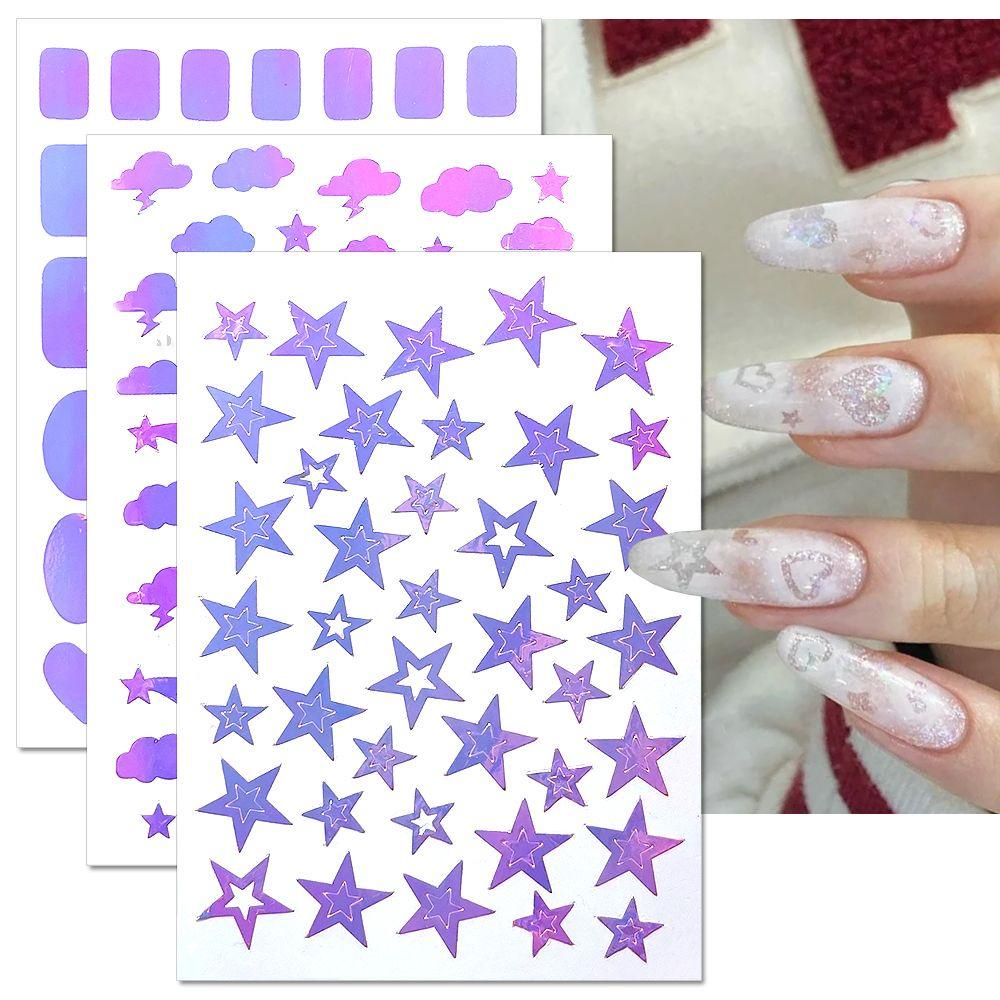 QQMALL Sticker Phun Sơn Móng Tay Họa Tiết Bướm Trái Tim Phong Cách Pháp DIY