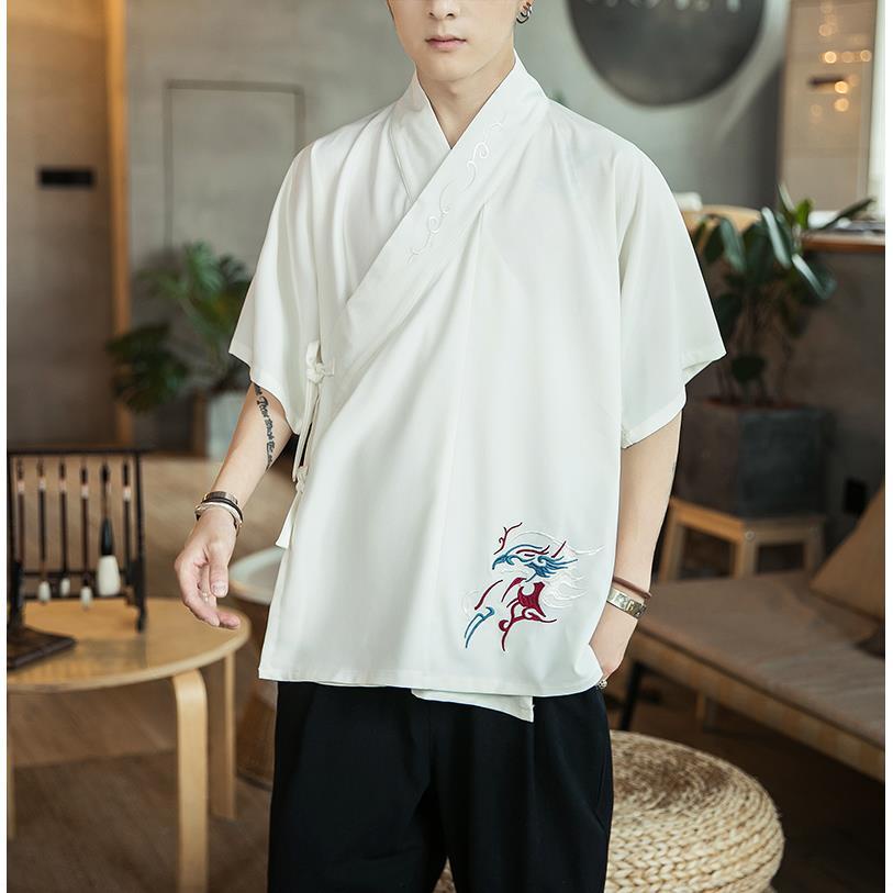 Áo khoác hán phục thêu họa tiết phong cách Trung Hoa cổ điển thời trang cho nam